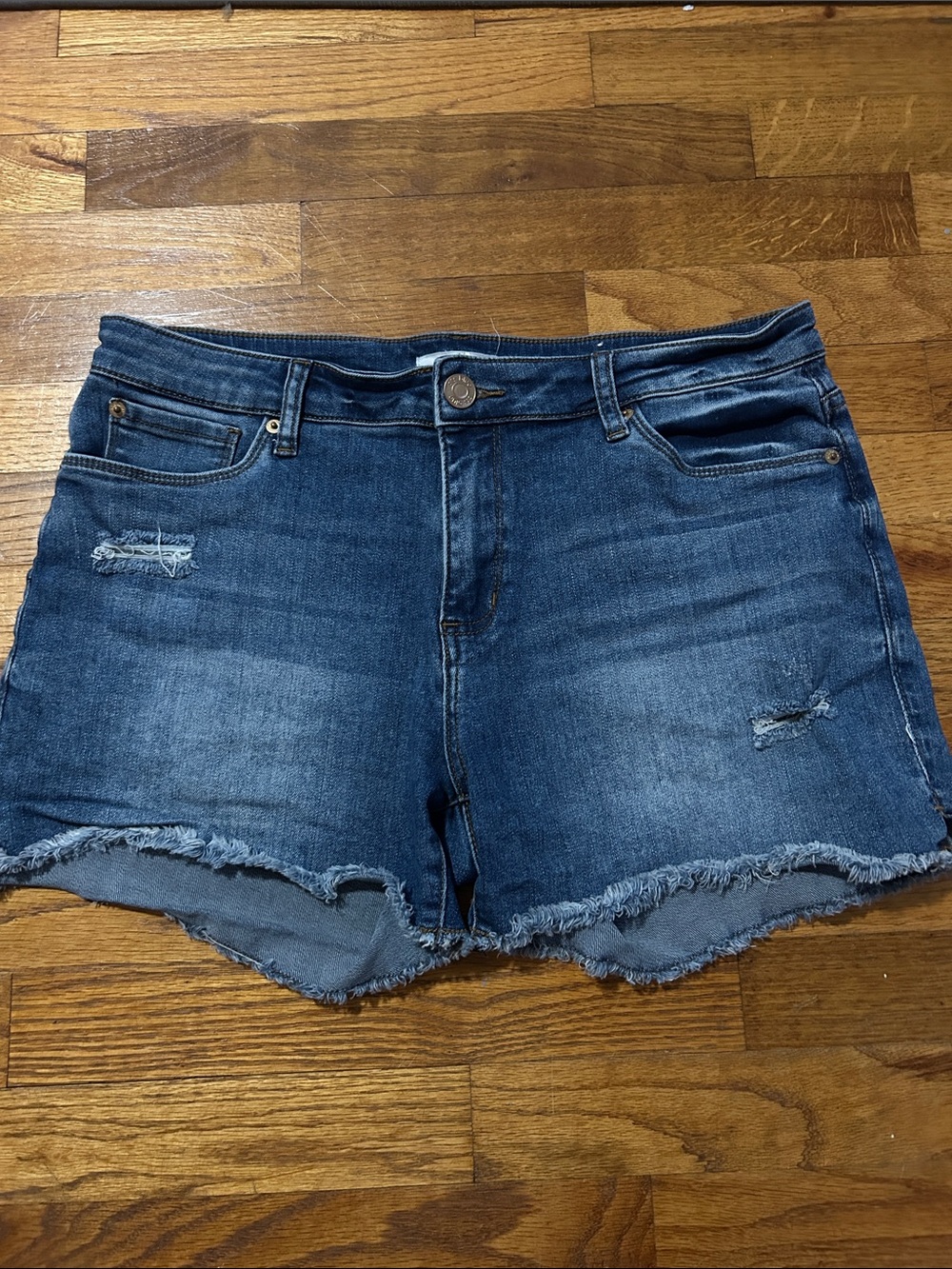 STS Blue Distressed Dark Blue Denim Cutoff Shorts Size 32